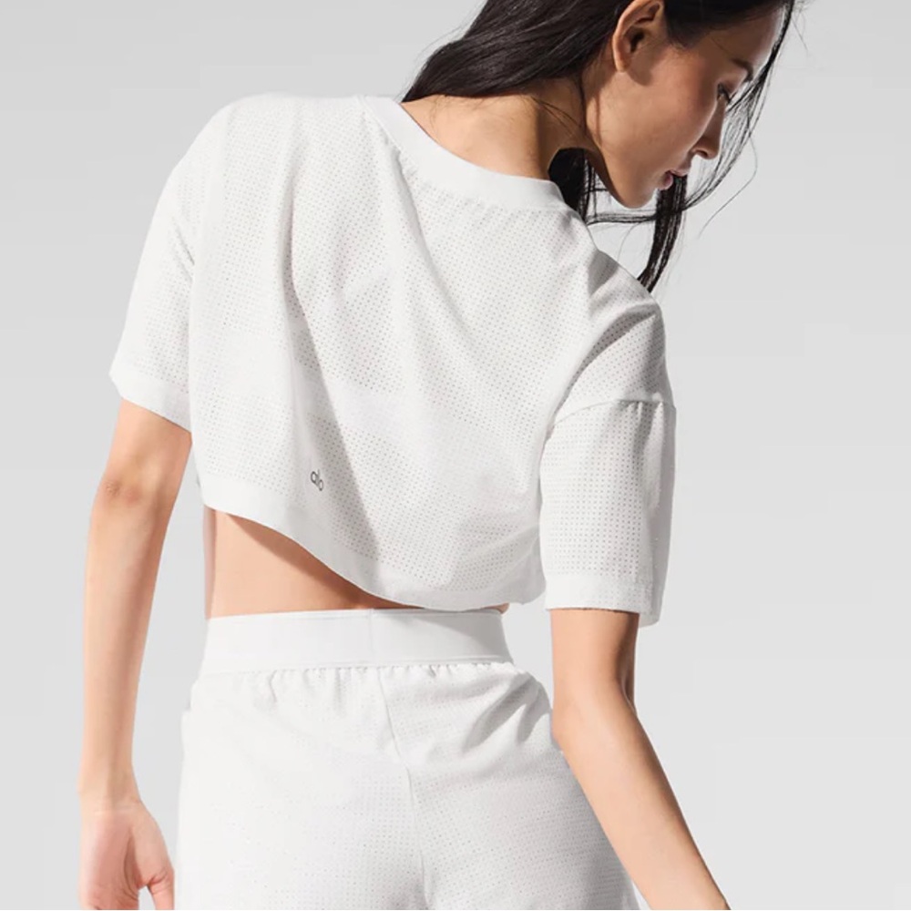ALO Yoga Mesh Cropped Mirage Tee - Picture 9 of 11